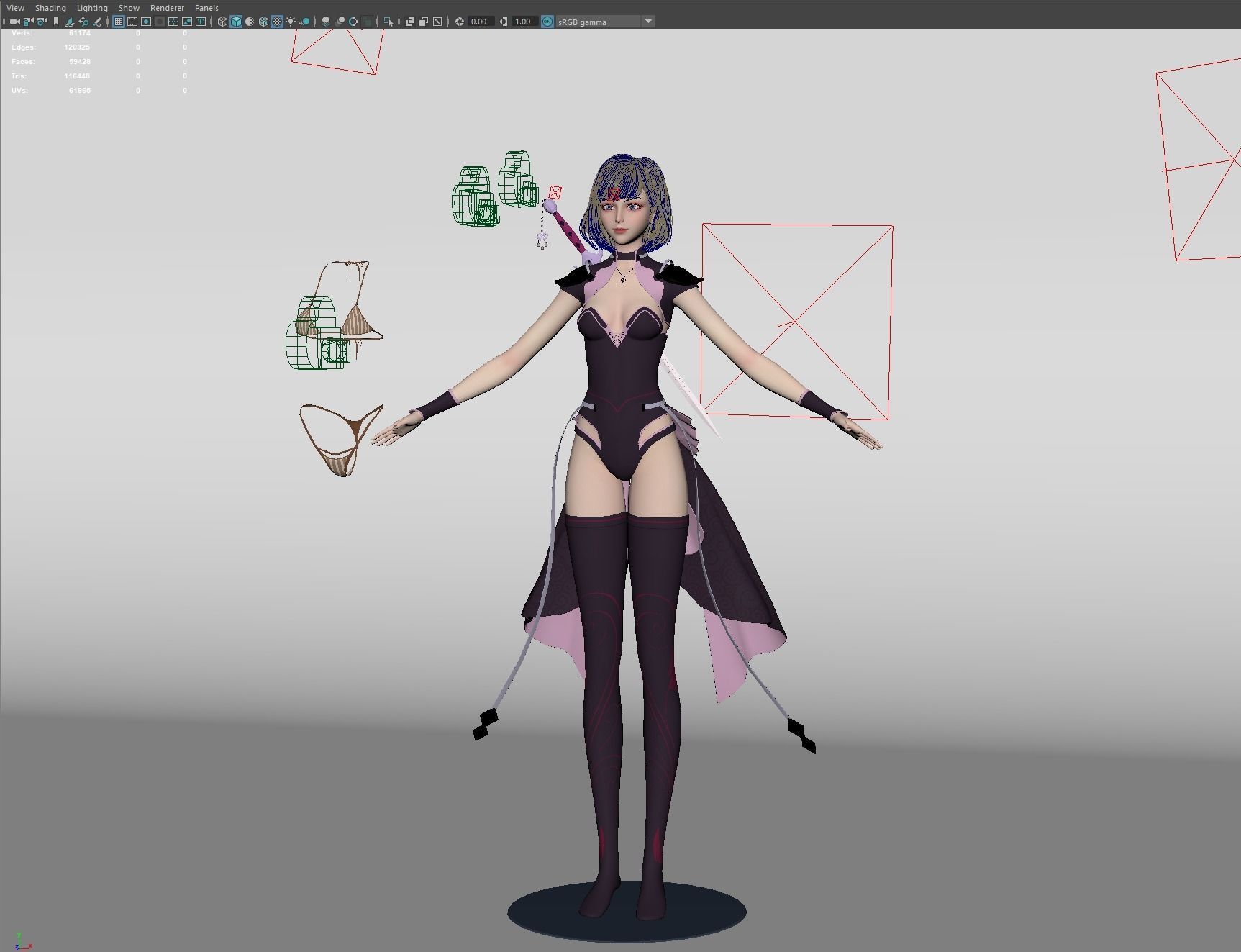 CG Woman girl warrior beauty female character Low-poly 3D model_12