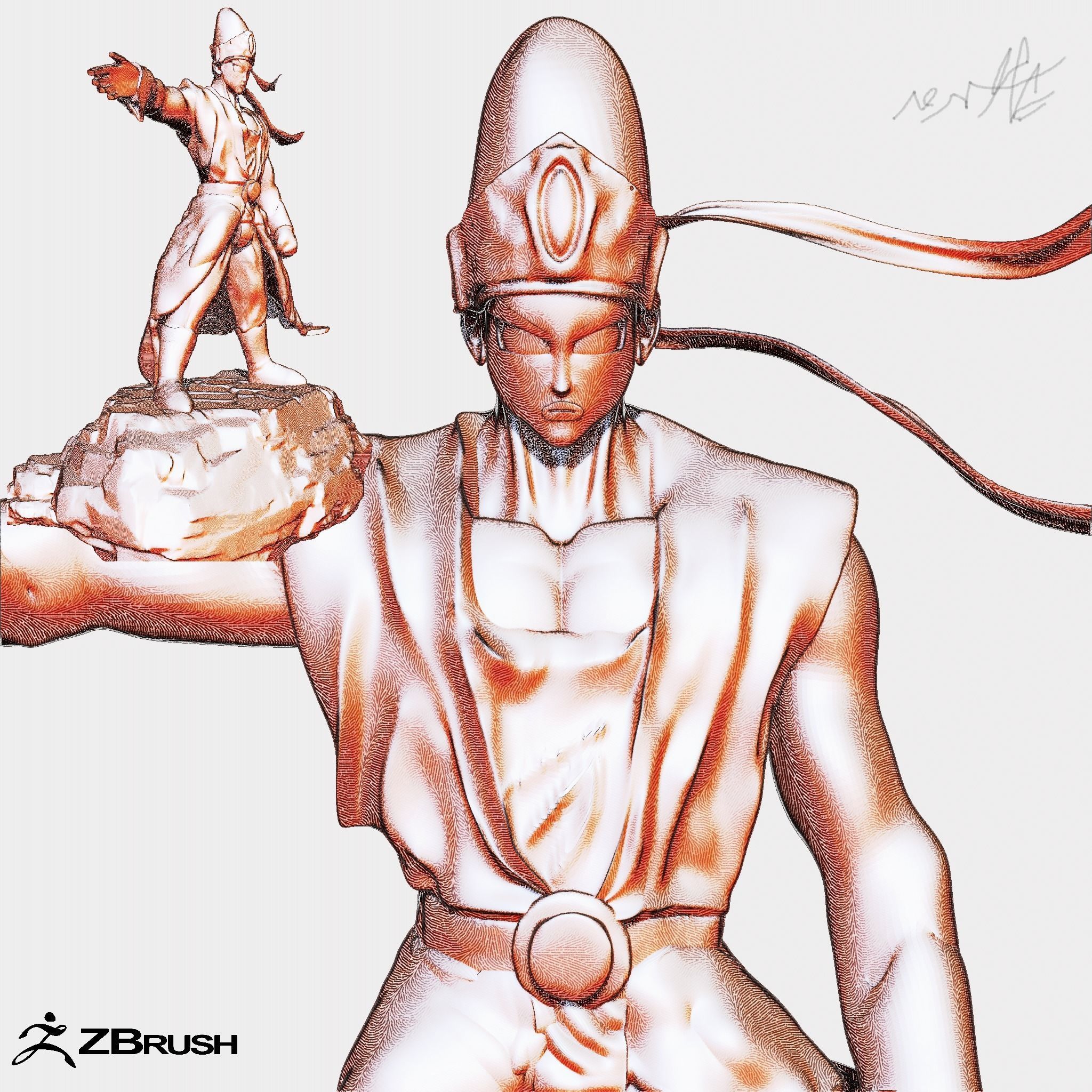 Pikkon from Dragon Ball Z with two bases 3D print model_6