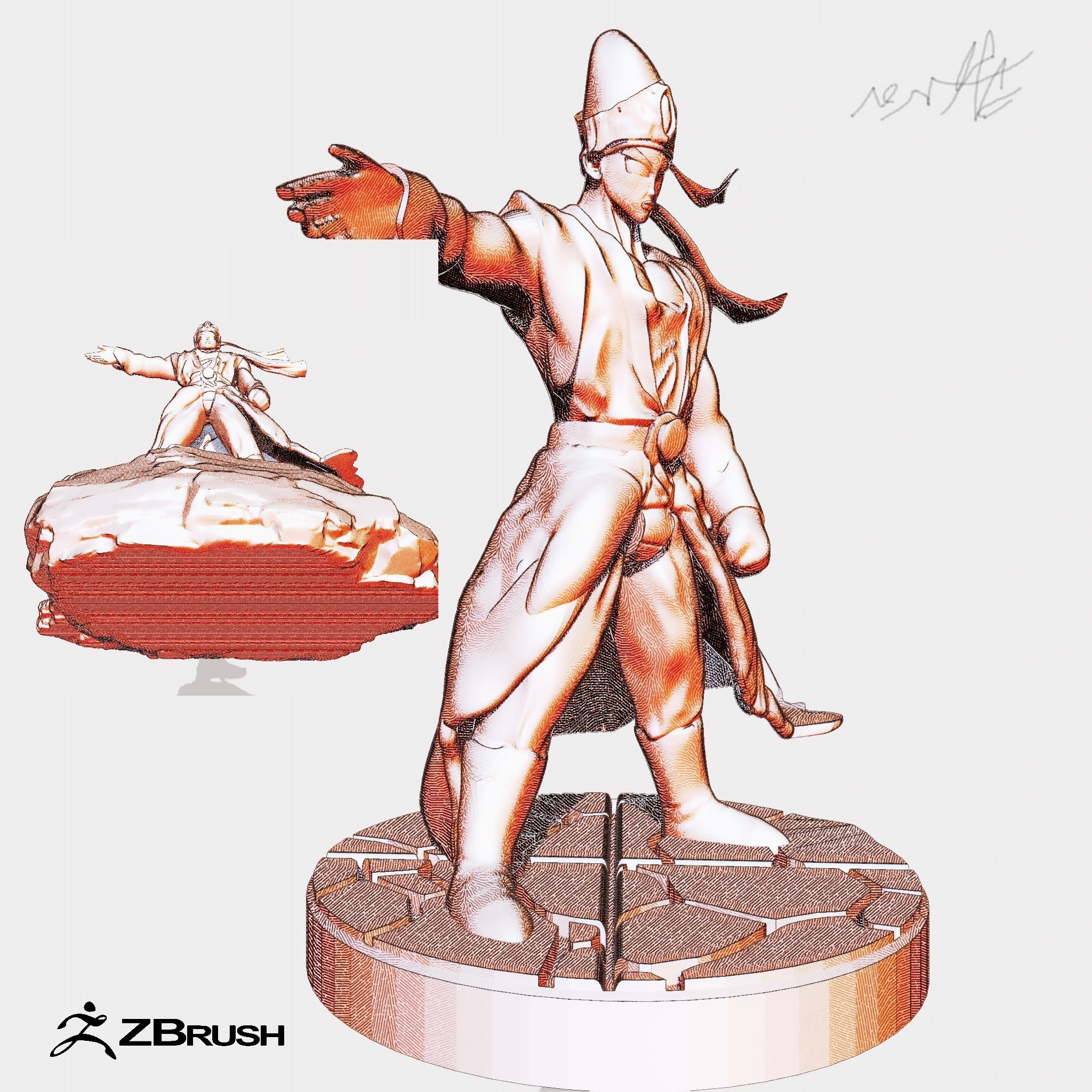 Pikkon from Dragon Ball Z with two bases 3D print model_7