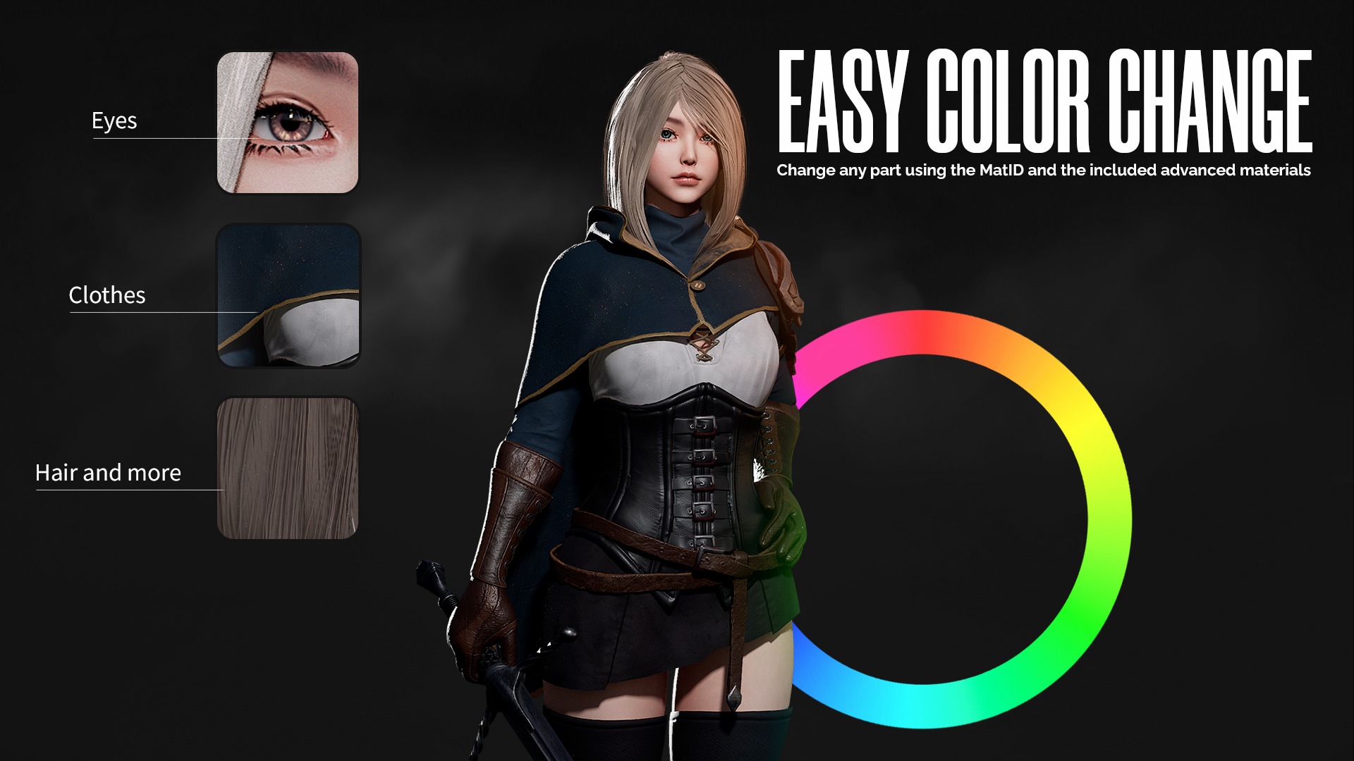 Swordsman Girl - Game Ready Low-poly 3D model_5