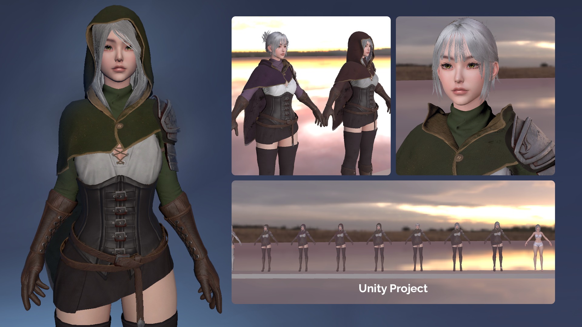 Swordsman Girl - Game Ready Low-poly 3D model_15