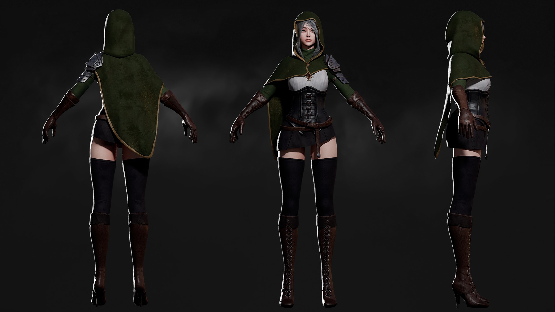 Swordsman Girl - Game Ready Low-poly 3D model_17