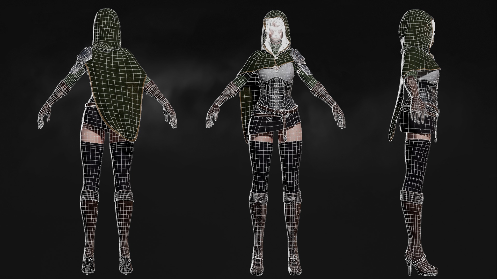 Swordsman Girl - Game Ready Low-poly 3D model_18