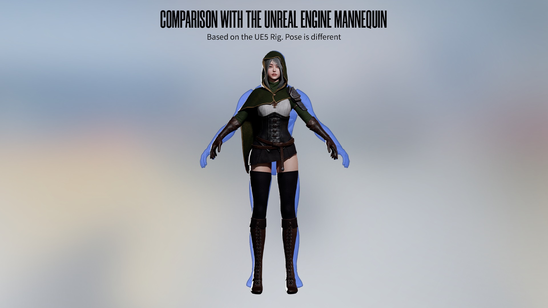 Swordsman Girl - Game Ready Low-poly 3D model_12