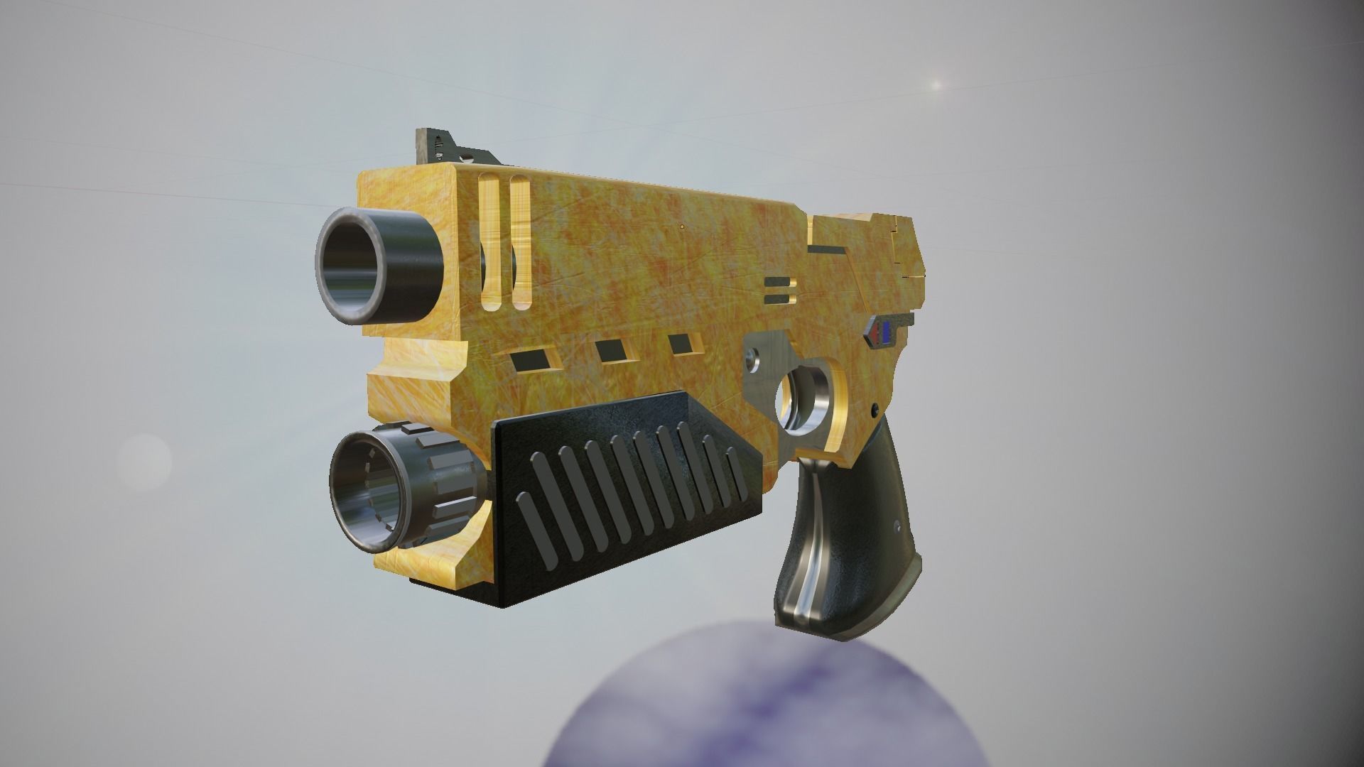 Space Pistol Yellow Low-poly 3D model_2