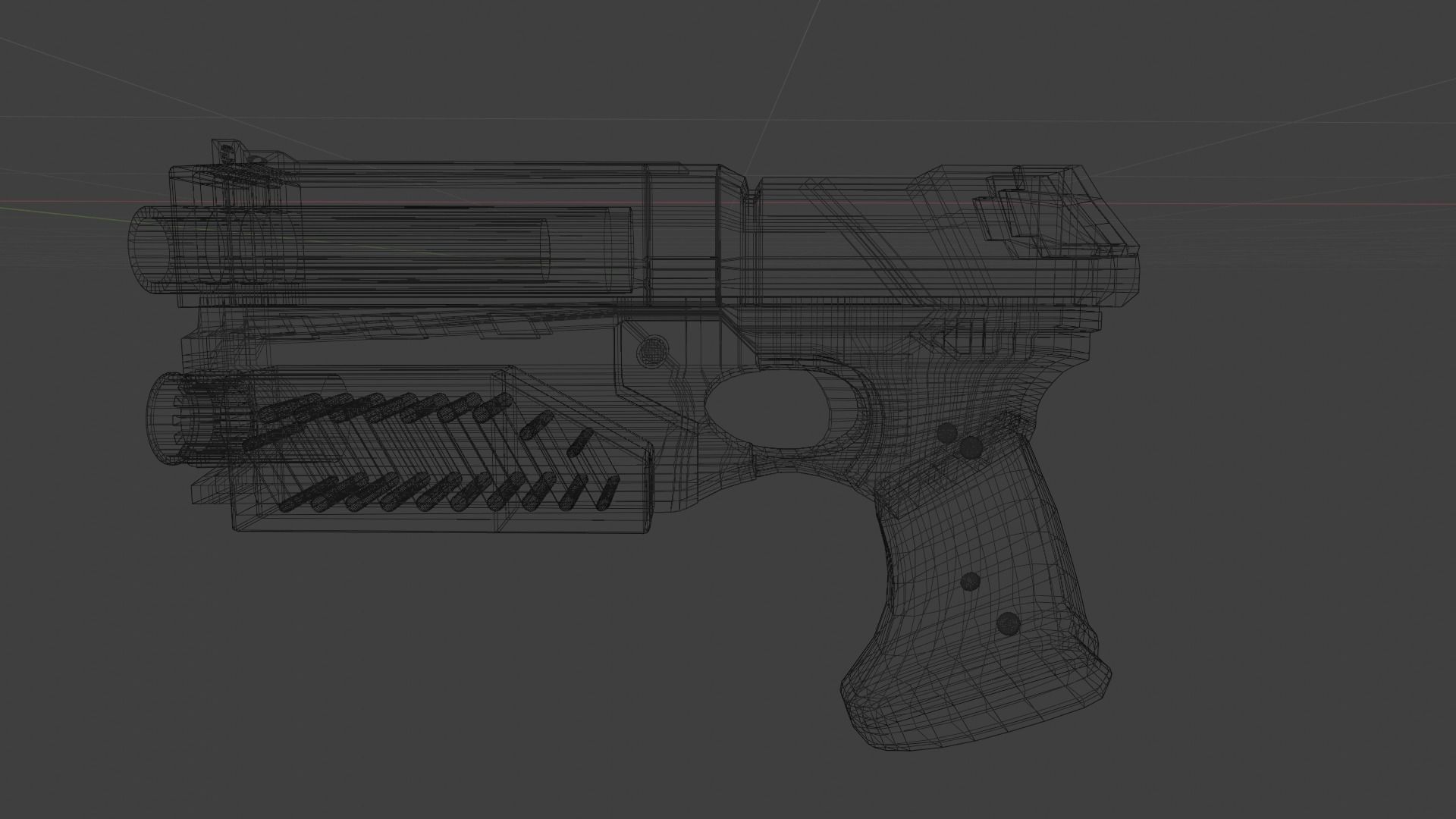 Space Pistol Yellow Low-poly 3D model_6