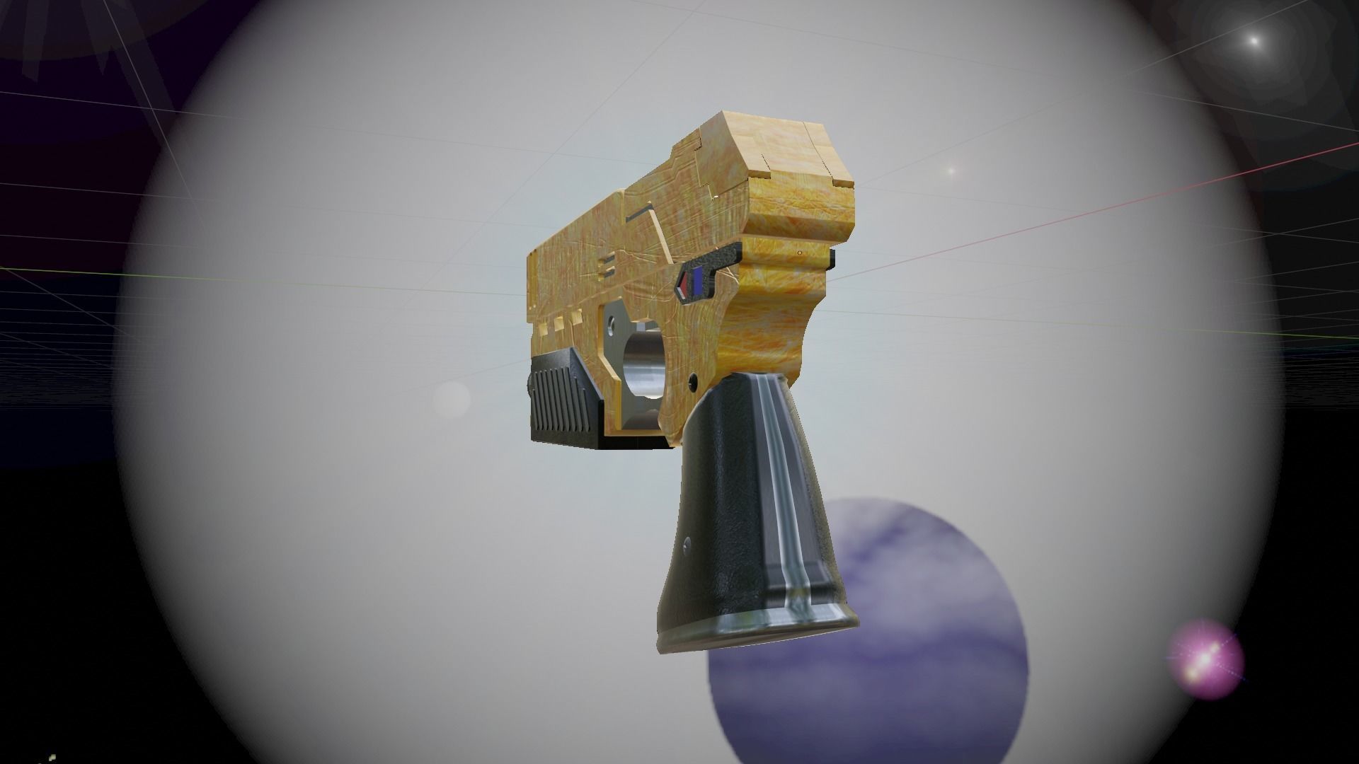 Space Pistol Yellow Low-poly 3D model_3