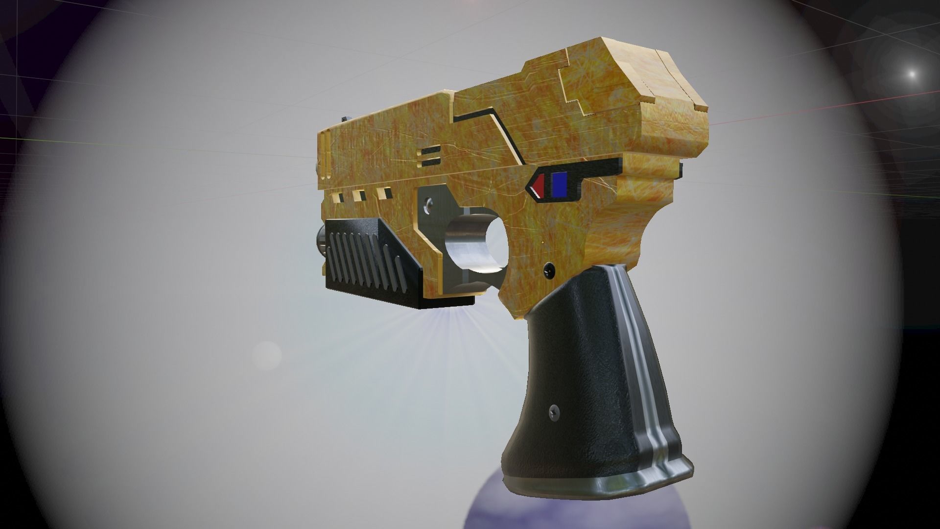Space Pistol Yellow Low-poly 3D model_1