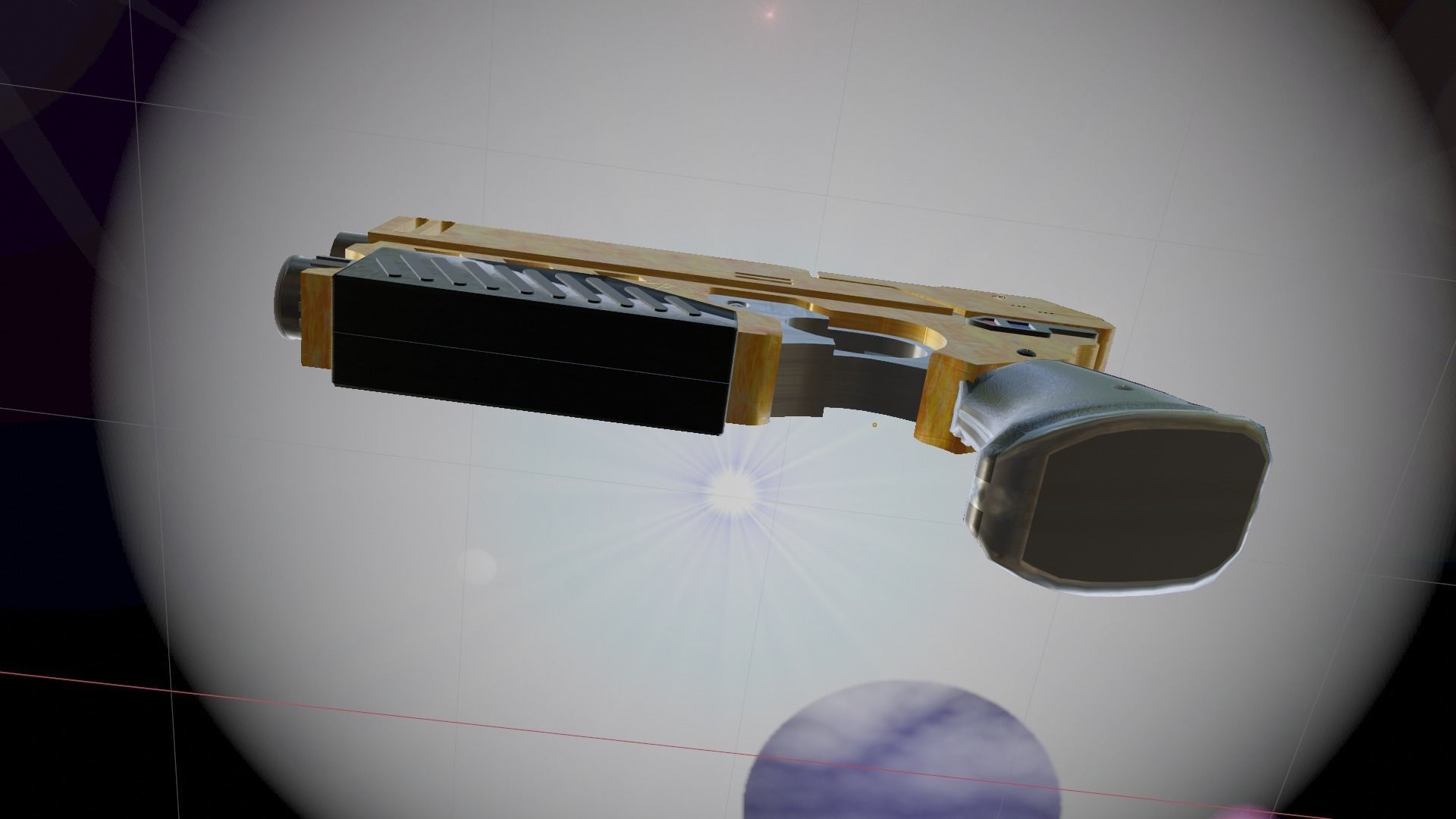 Space Pistol Yellow Low-poly 3D model_4