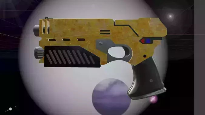 Space Pistol Yellow Low-poly 3D model