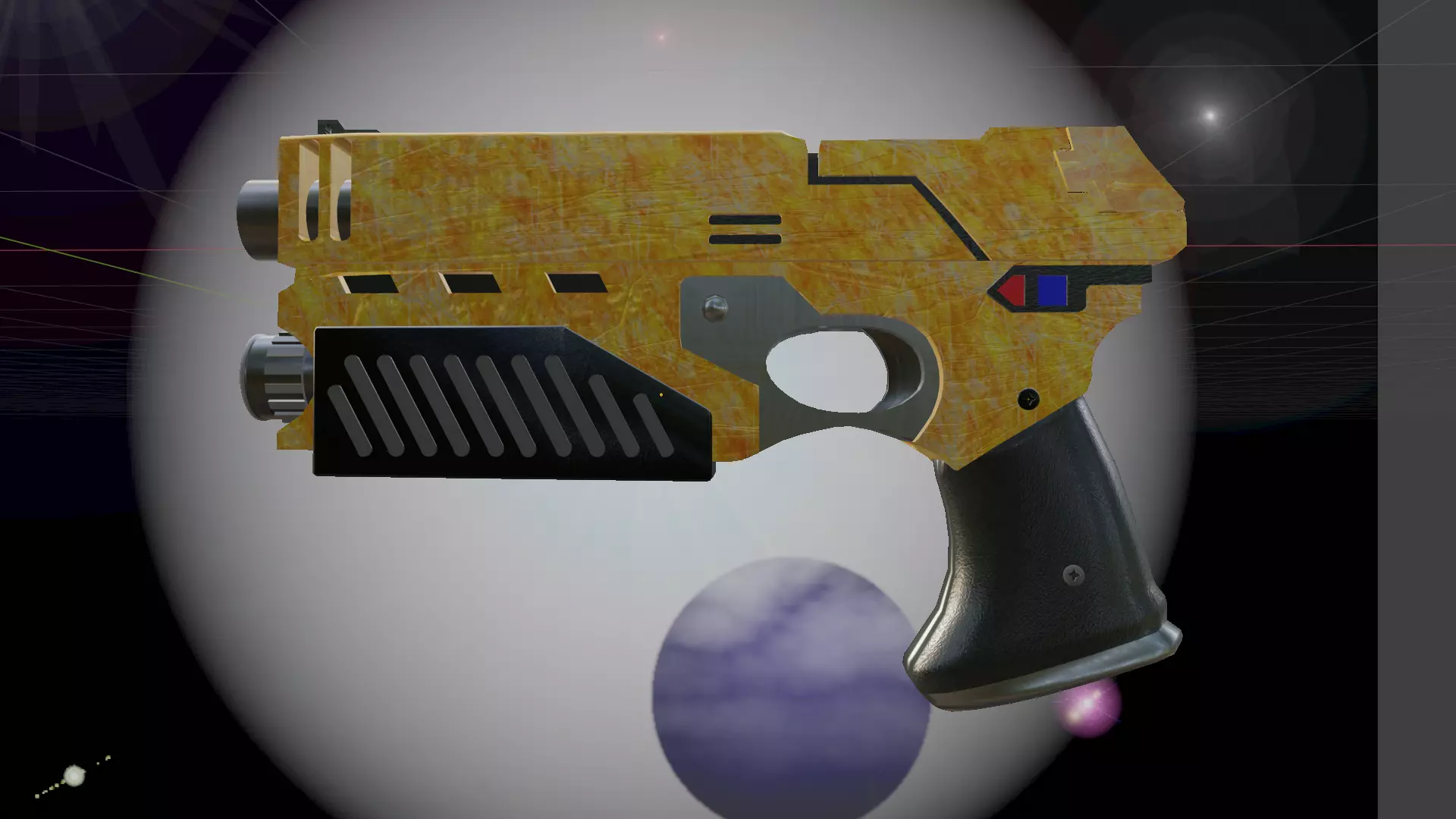 Space Pistol Yellow Low-poly 3D model_0