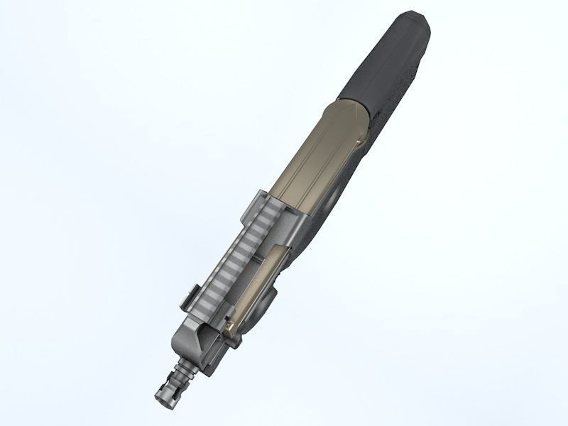 Shotgun low poly cnc machine gun parts Low-poly 3D model_10