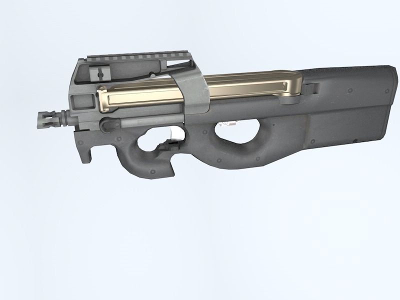 Shotgun low poly cnc machine gun parts Low-poly 3D model_12