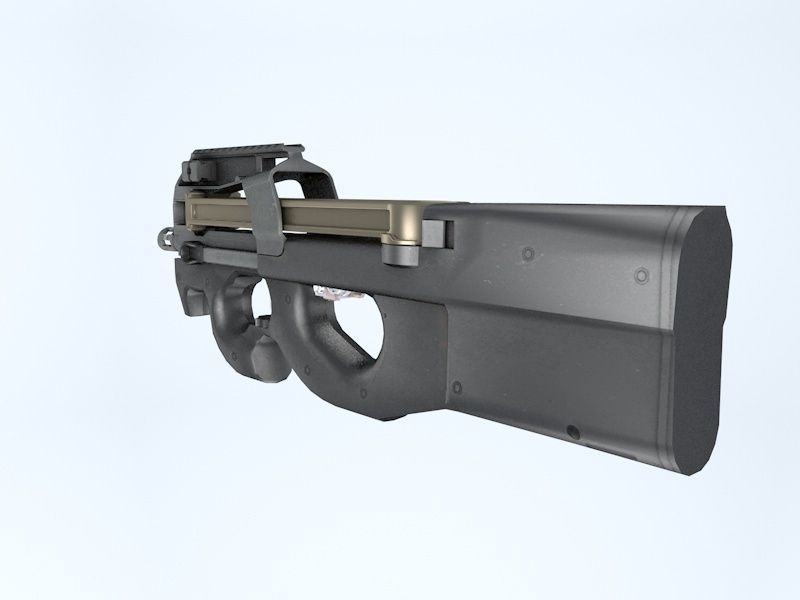 Shotgun low poly cnc machine gun parts Low-poly 3D model_3
