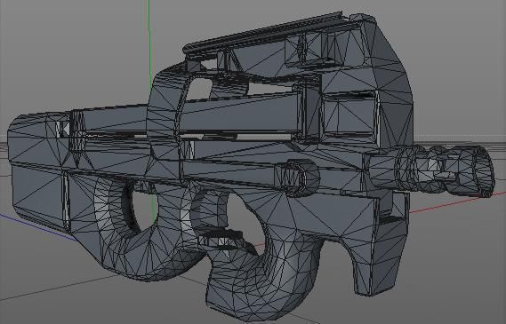 Shotgun low poly cnc machine gun parts Low-poly 3D model_6