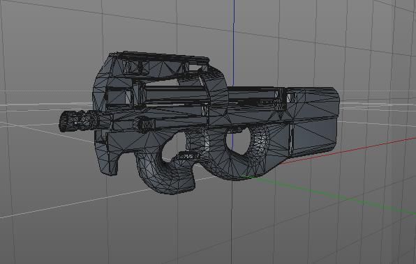 Shotgun low poly cnc machine gun parts Low-poly 3D model_7