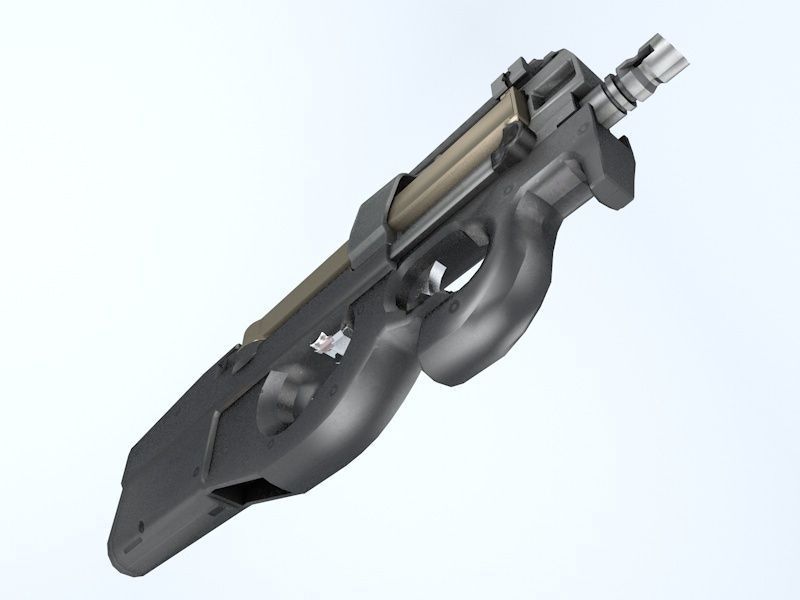 Shotgun low poly cnc machine gun parts Low-poly 3D model_5