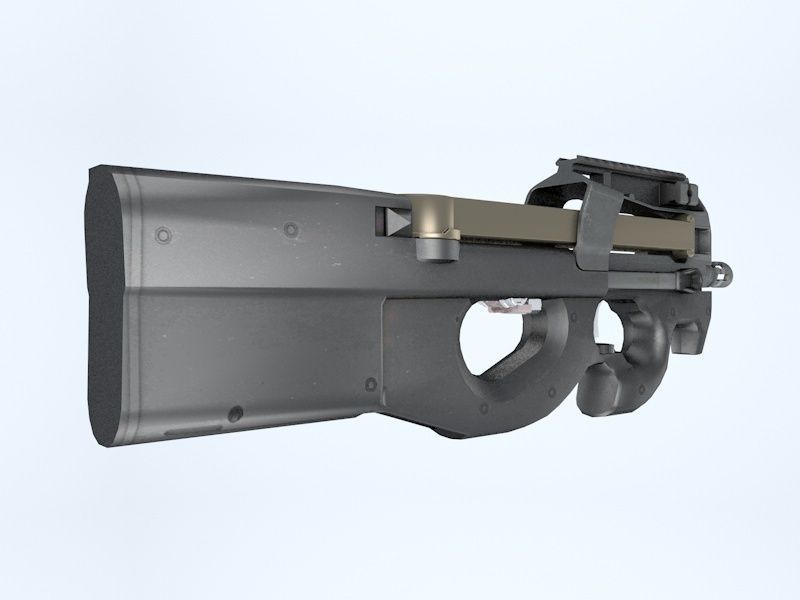 Shotgun low poly cnc machine gun parts Low-poly 3D model_4