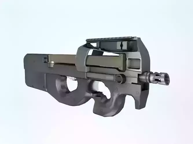 Shotgun low poly cnc machine gun parts Low-poly 3D model
