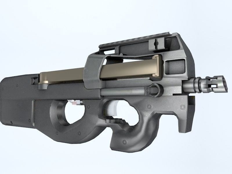 Shotgun low poly cnc machine gun parts Low-poly 3D model_1