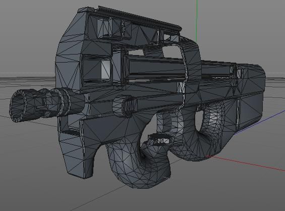Shotgun low poly cnc machine gun parts Low-poly 3D model_8