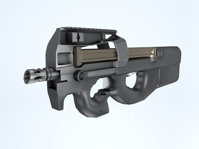 Shotgun low poly cnc machine gun parts Low-poly 3D model_11
