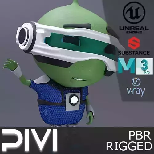 Game Ready Realistic Alien Space Character Pivi Animation Rig