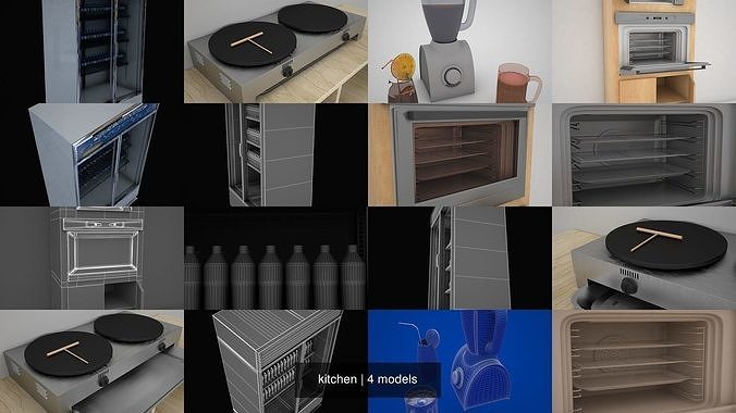 kitchen refrigerated display cabinet 3D Model Collection