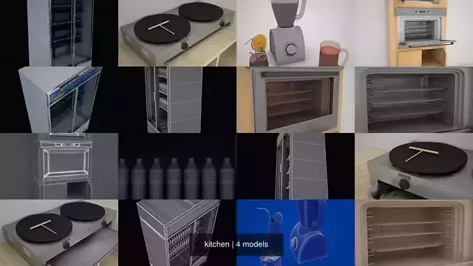 kitchen refrigerated display cabinet 3D Model Collection