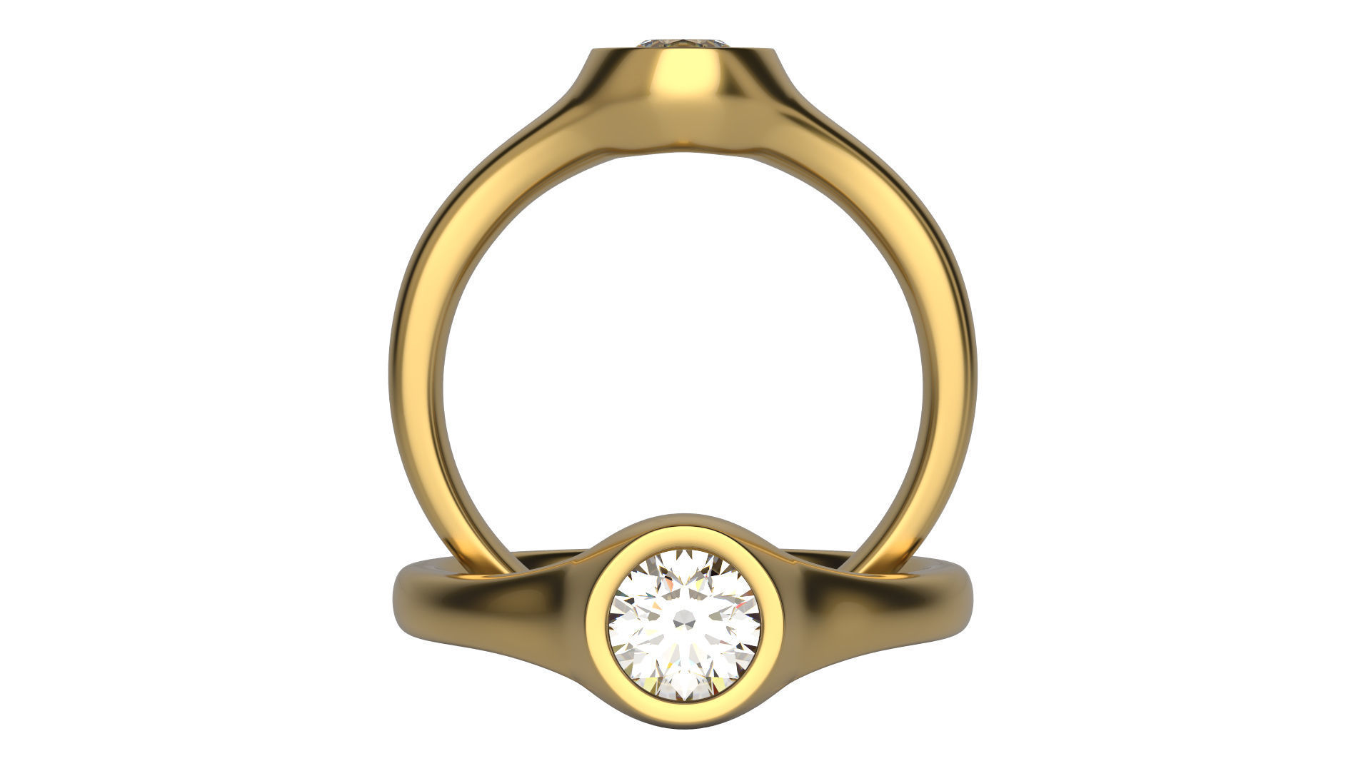 Solitaire Ring 5 mm cut diamond 3D print model_2