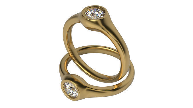 Solitaire Ring 5 mm cut diamond 3D print model