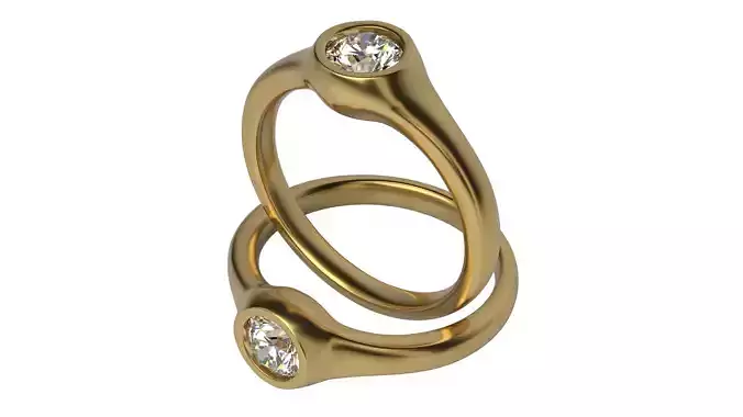 Solitaire Ring 5 mm cut diamond 3D print model
