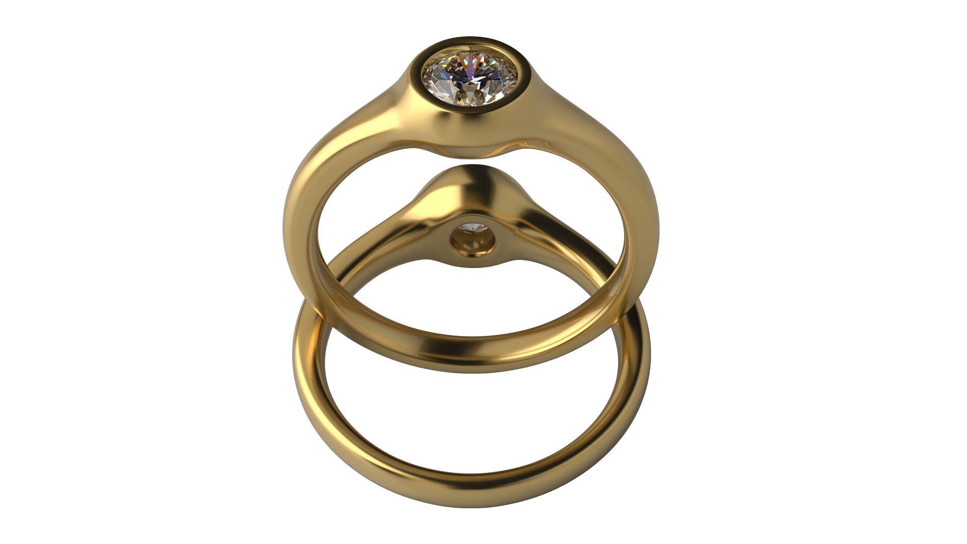 Solitaire Ring 5 mm cut diamond 3D print model_4