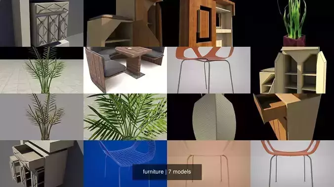 furniture wooden cabinet 3D Model Collection