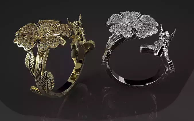 Flower and Angel Ring