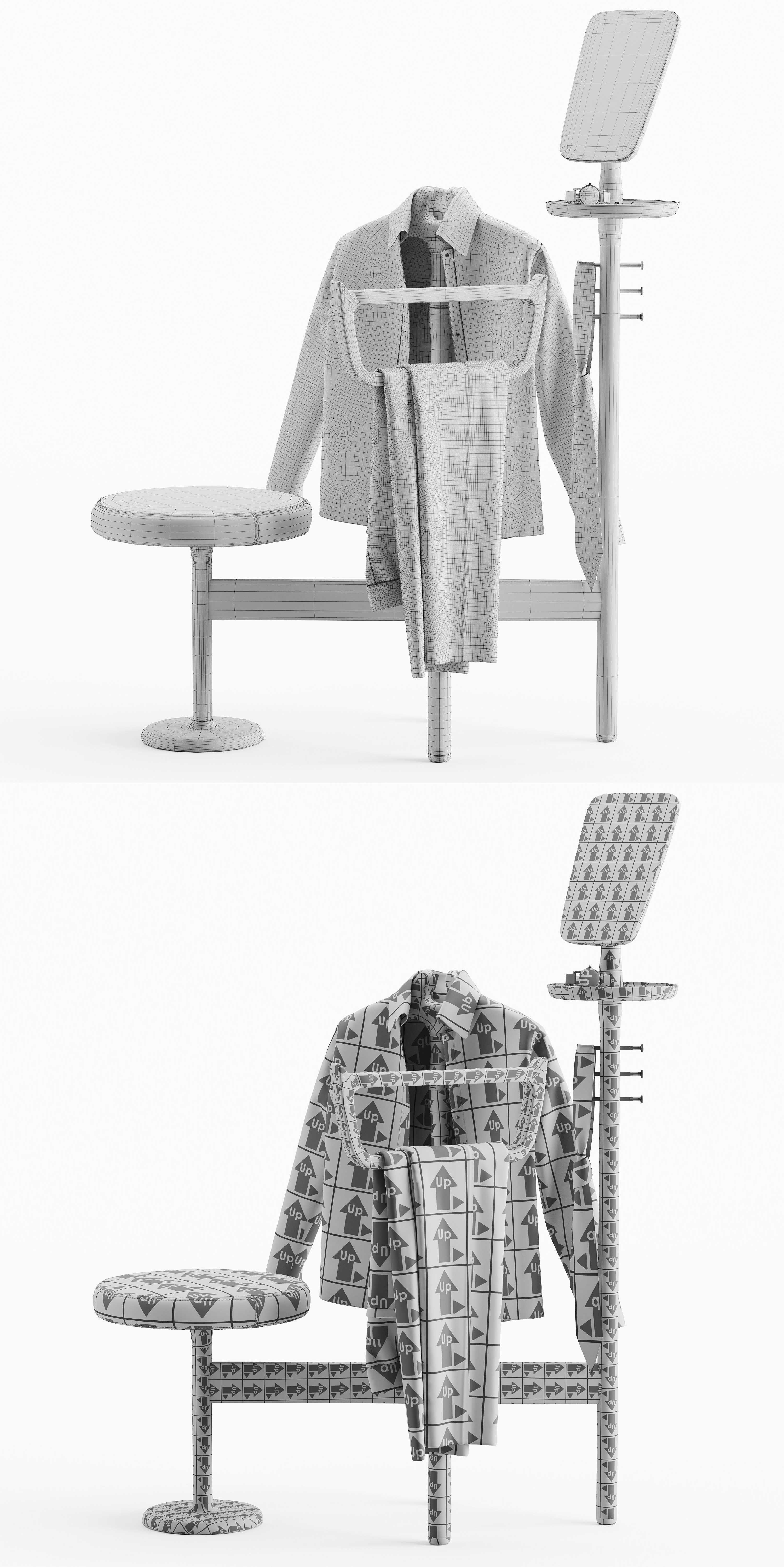 Porada Sam Valet stand 3D model_4