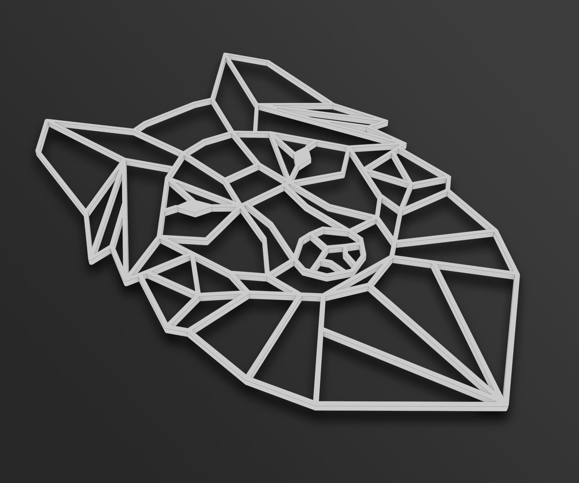 Geometric Wolf Head with 3D Printable Free 3D model_1