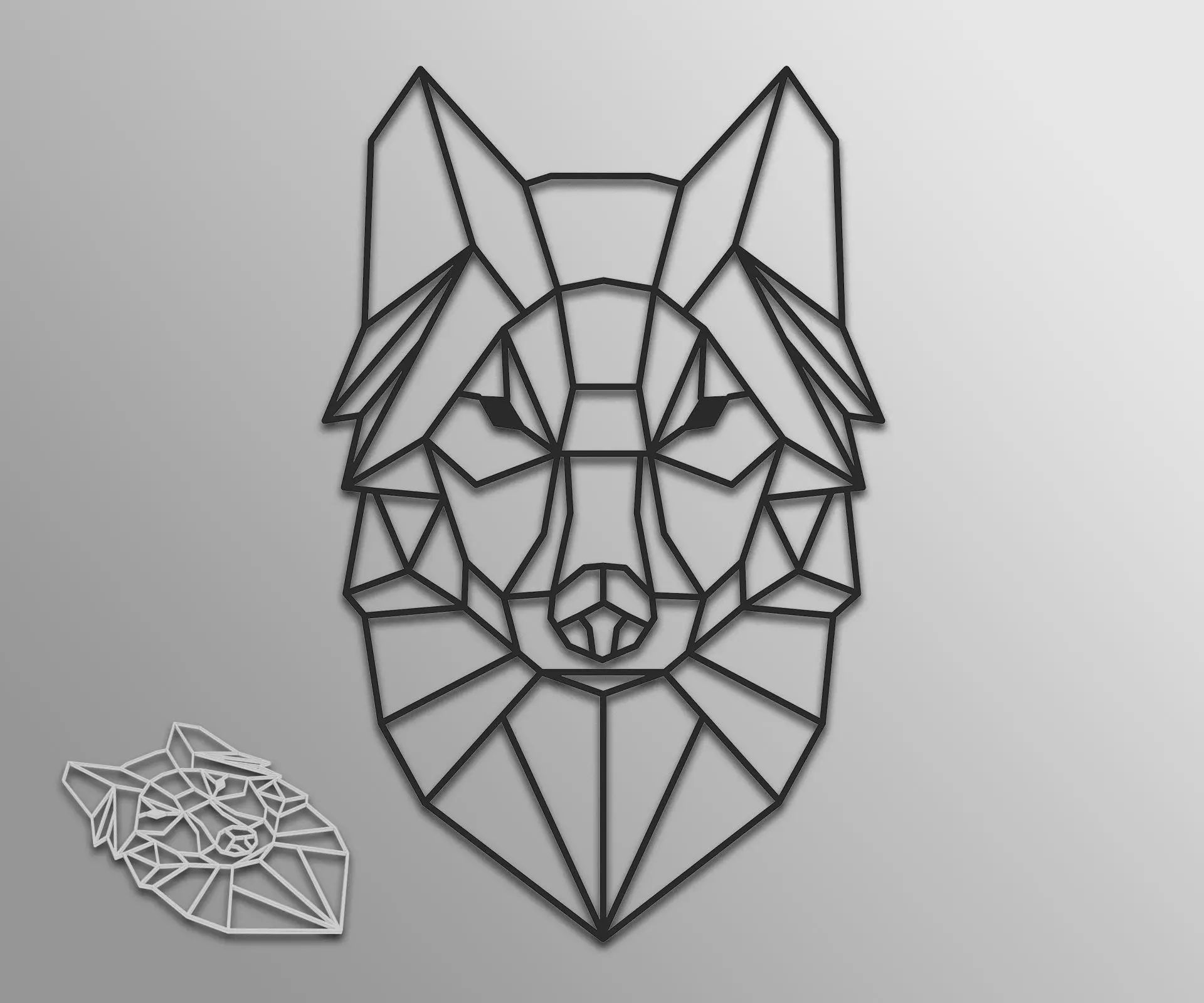 Geometric Wolf Head with 3D Printable Free 3D model_0