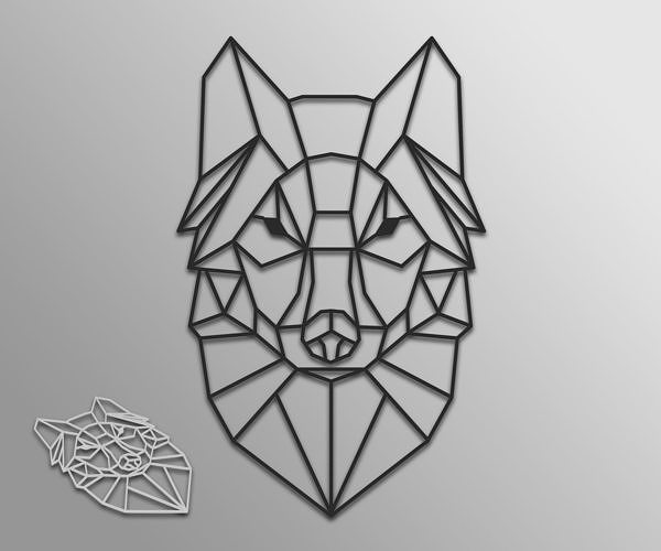 Geometric Wolf Head with 3D Printable Free 3D model