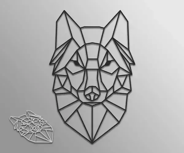 Geometric Wolf Head with 3D Printable Free 3D model