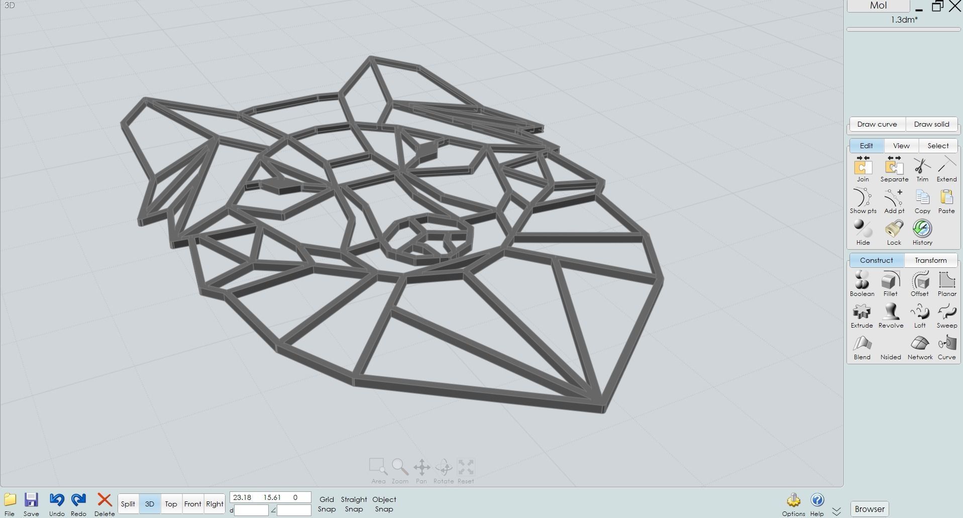 Geometric Wolf Head with 3D Printable Free 3D model_3