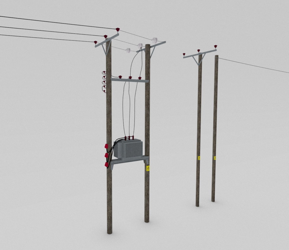british Telegraph pole pack  Low-poly 3D model_1