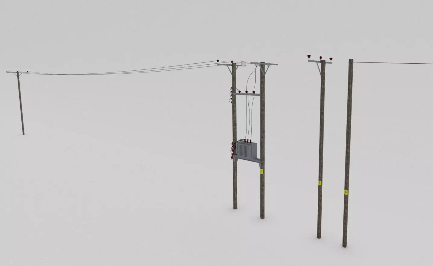 british Telegraph pole pack  Low-poly 3D model_0