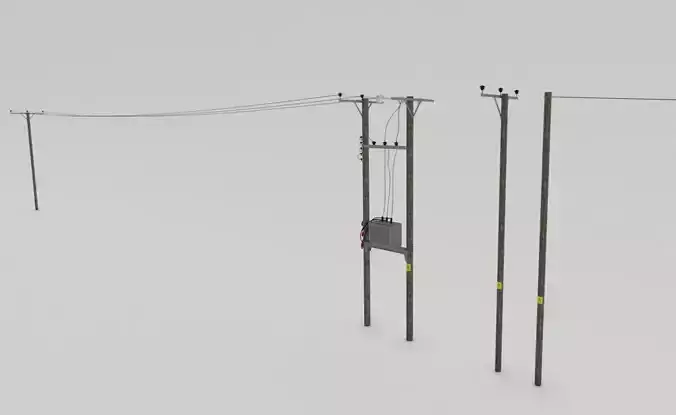 british Telegraph pole pack  Low-poly 3D model