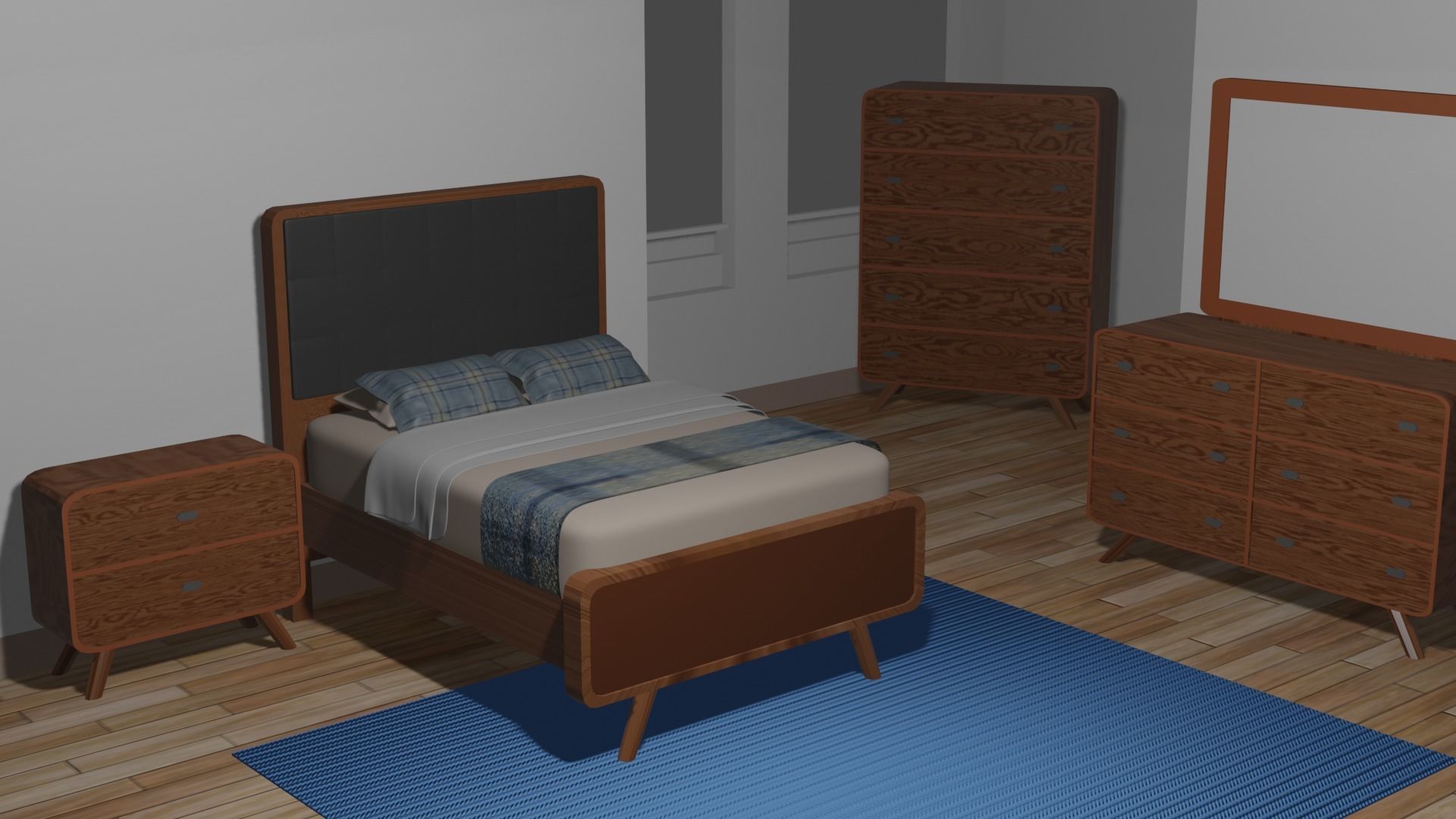Minimalist Bedroom Free low-poly 3D model