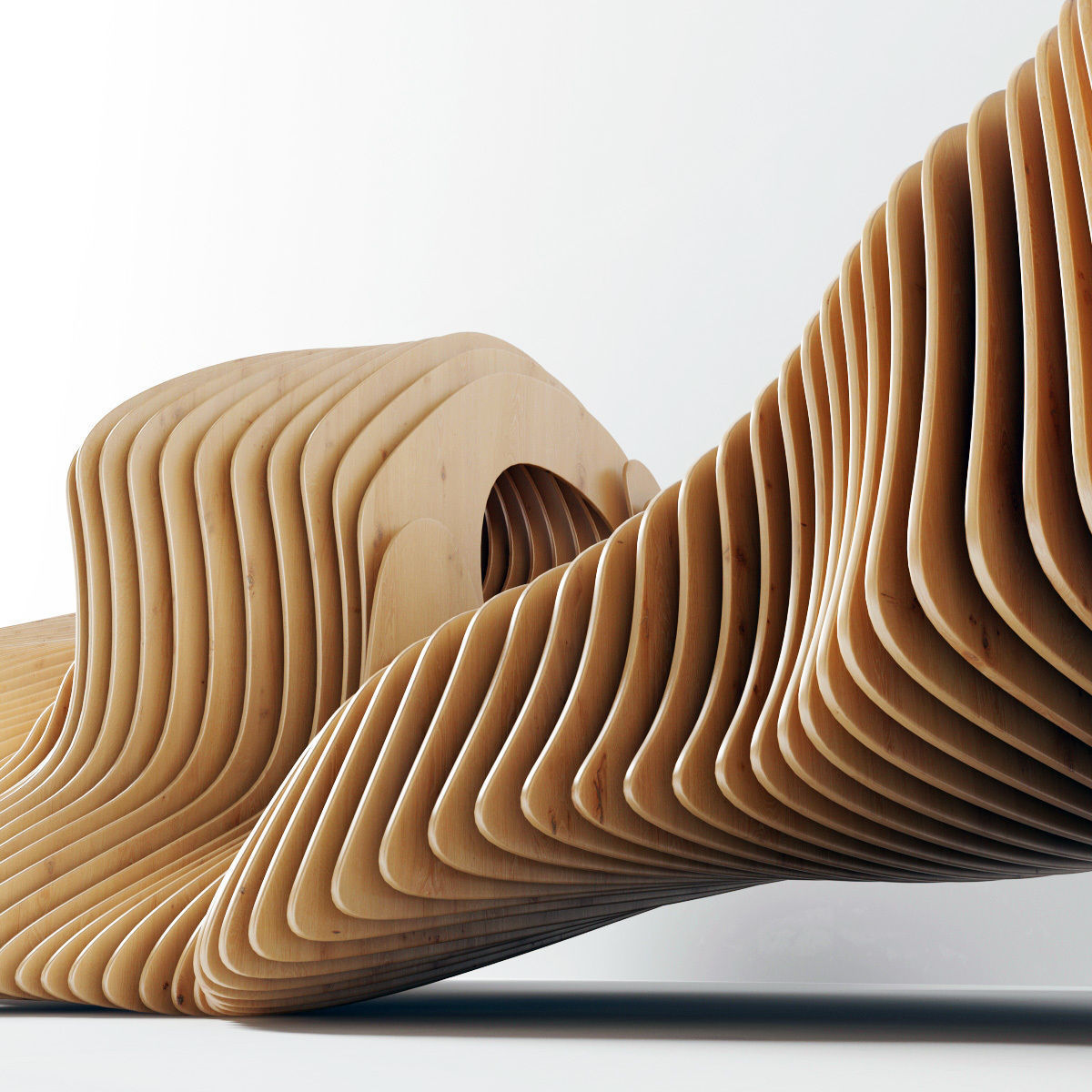 Parametric long  bench n1 3D model_4