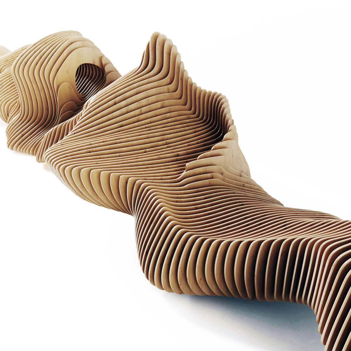 Parametric long  bench n1 3D model_1