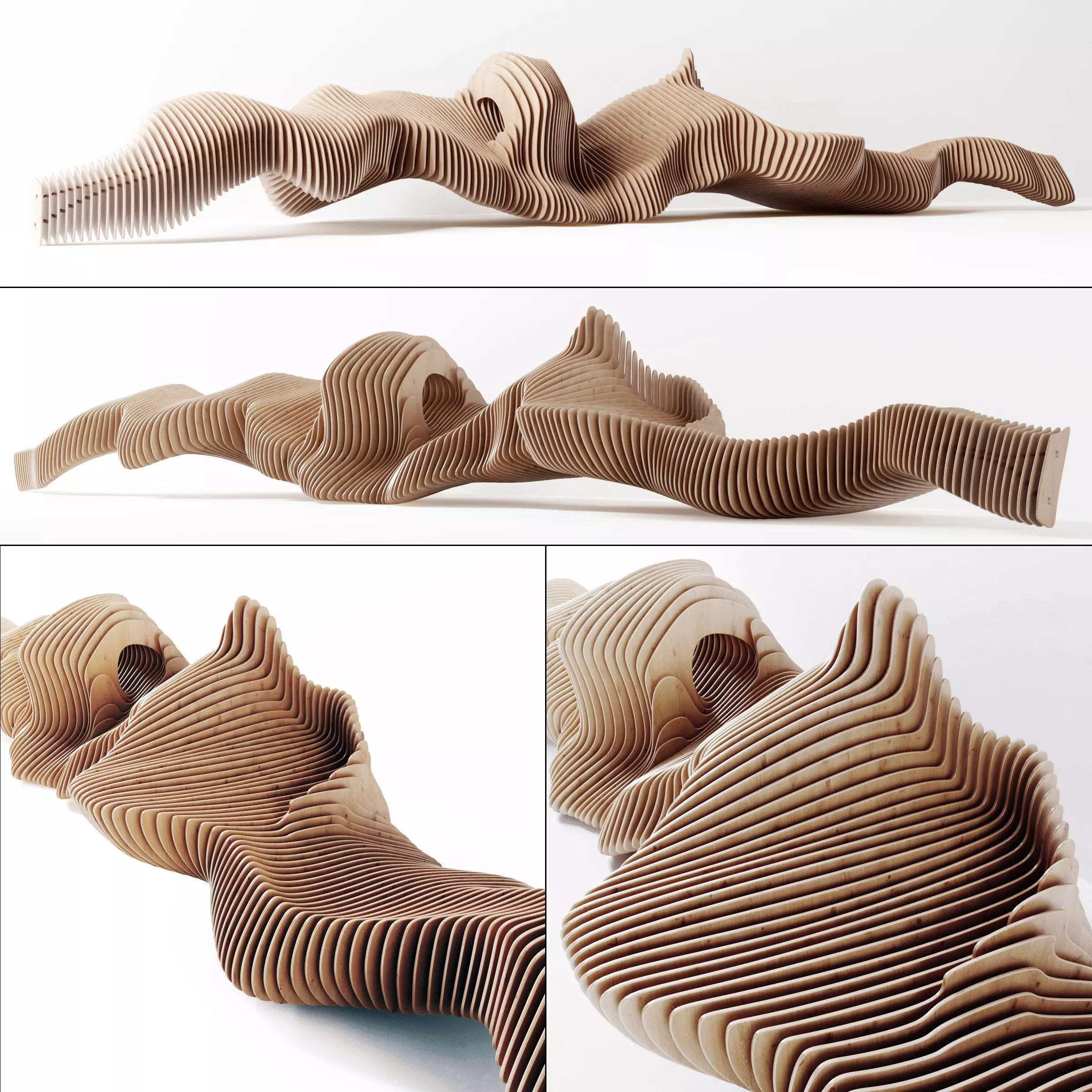 Parametric long  bench n1 3D model_0
