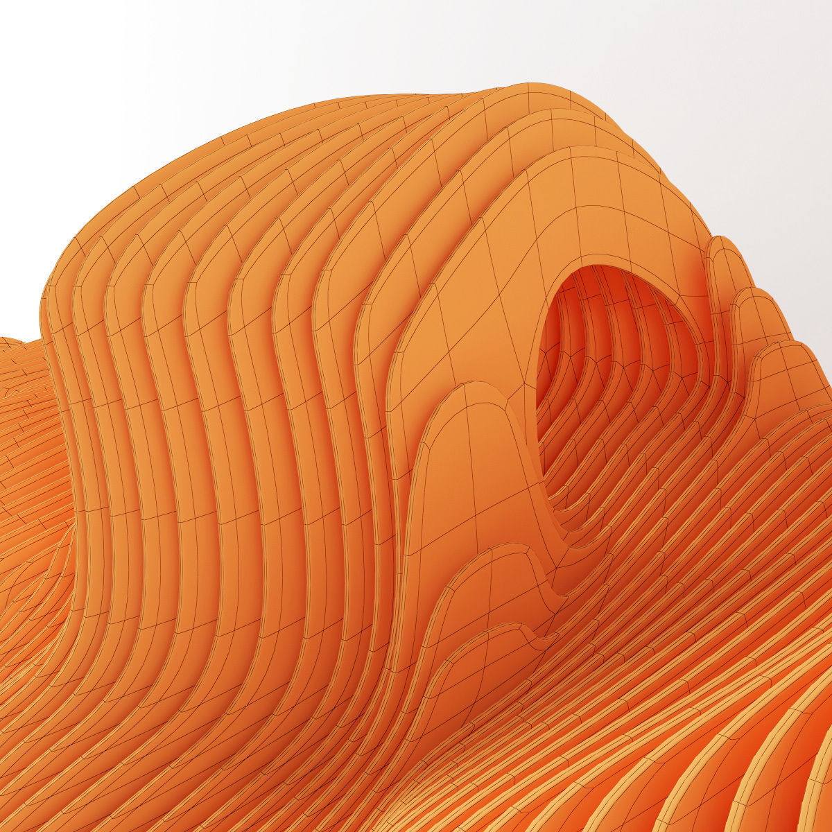 Parametric long  bench n1 3D model_9