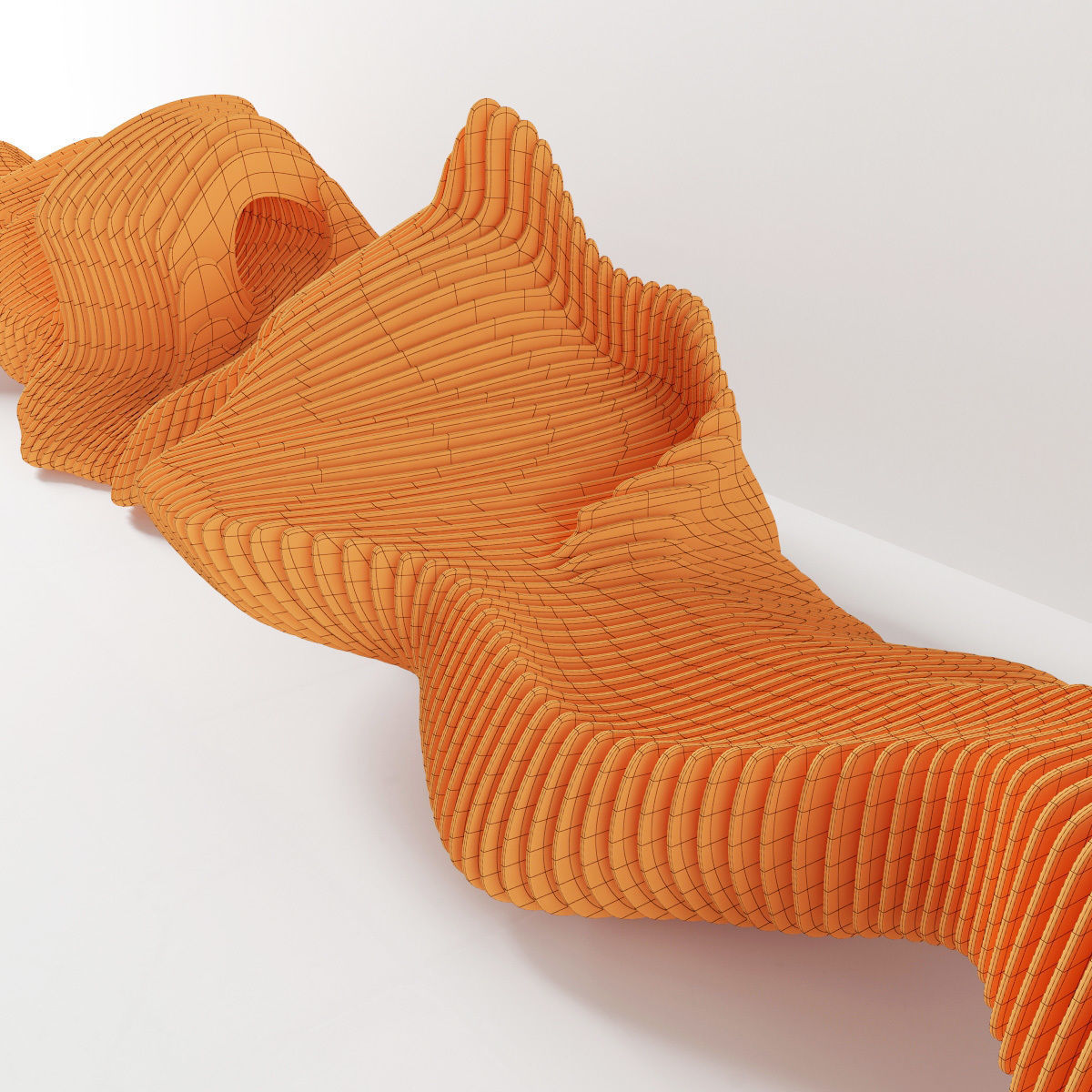 Parametric long  bench n1 3D model_11